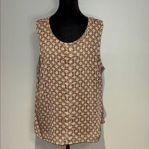 CJ Banks Pink and Brown Geometric Tank Top